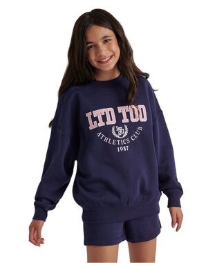 Limited Too Navy Sweatshirt with Pink & White Graphics XL 16/18